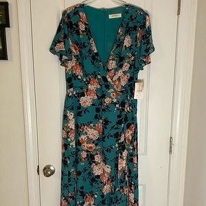 Altr’d State Teal and Pink Floral dress